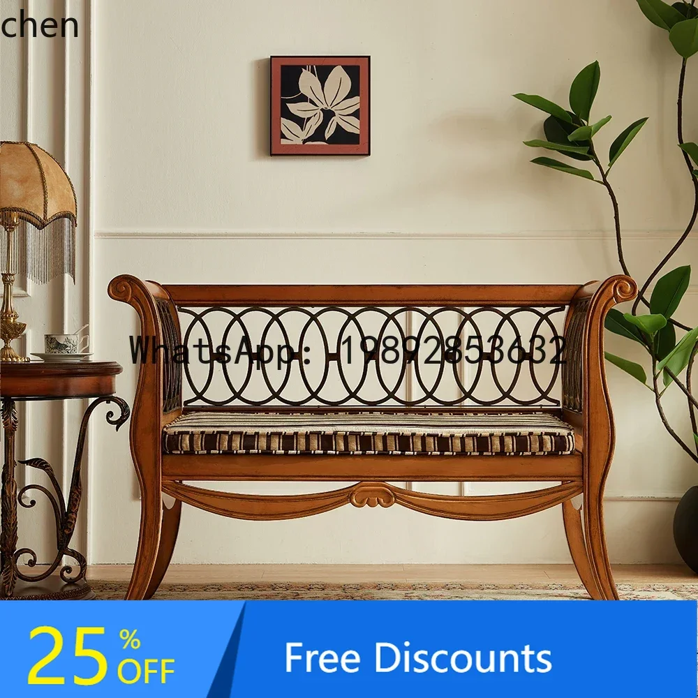 

LYY Solid Wood Double Chair Living Room Sofa Armrest Bench Balcony Leisure Back Chair