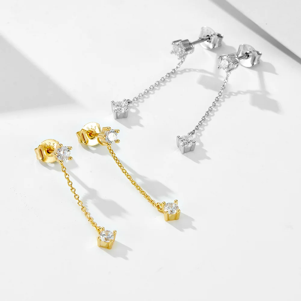 

Женские серебряные серьги с бриллиантами S925 — цепочка с кисточками, легкие роскошные уникальные серьги европейского стандарта США Ins