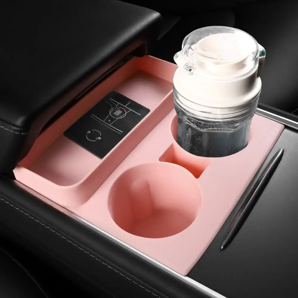 Anti-slip Car Center Console Cup Holder Anti-rollover Absorb Shock Water Bottle Limiting Organizer Non-destructive Installation