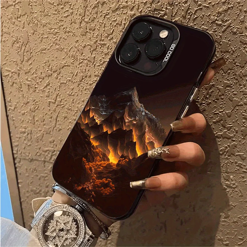 

Luminous mountain landscape pattern phonecase for iPhone 16 15 14 13 12 11 Pro/ Max/Plus shock-proof rear cover anti-fingerprint