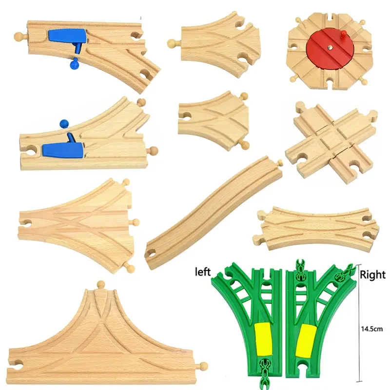 Wooden Train Track Railway Accessories Bifurcation Crossroads Forked Track Expansion Track Fit Brio Wooden Toys For Children