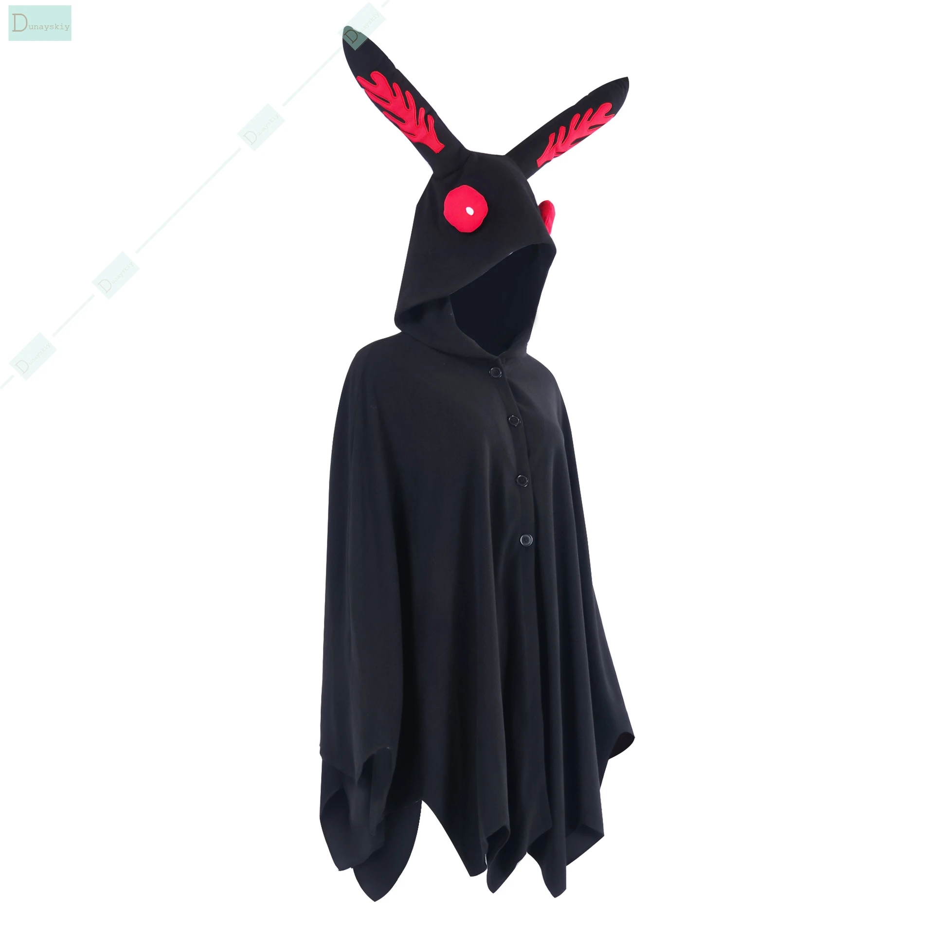 Black Mothman Cloak Cosplay Costume Hooded Cloak Costume Anime Black Horrible Moth Cape Halloween Party Outfits for Adult Outfit