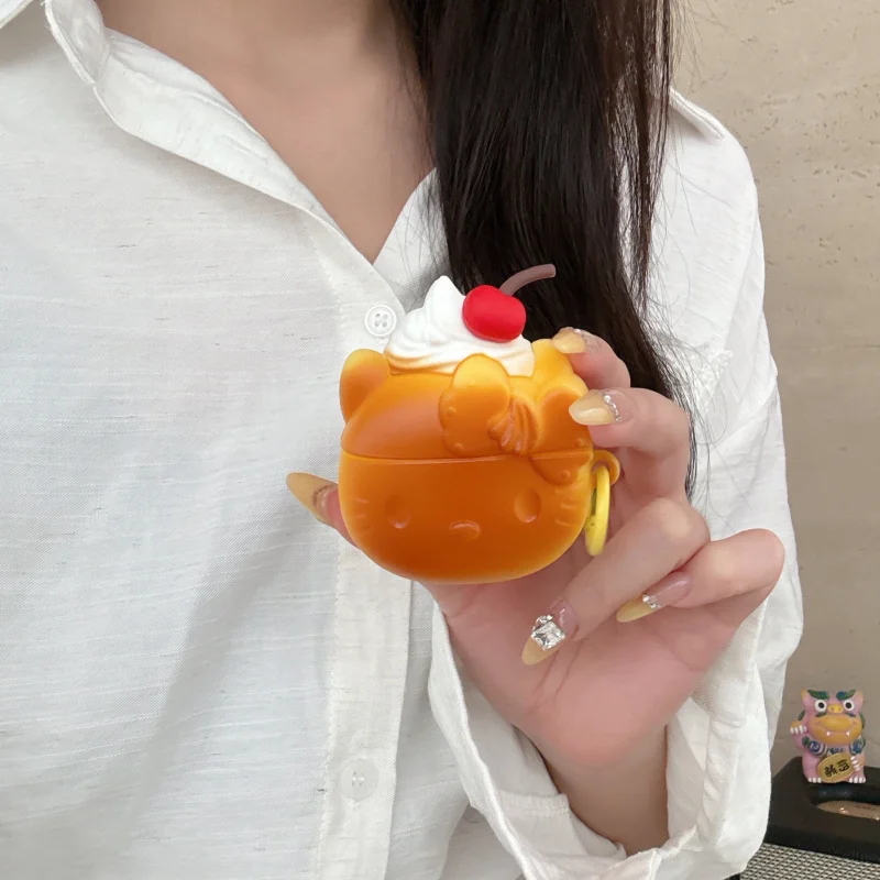 Kawaii мультяшный вишневый хлеб KT Cat чехол для Airpods Pro 2 1/2 4, мягкий силиконовый защитный чехол для беспроводных наушников, розовый, синий чехол