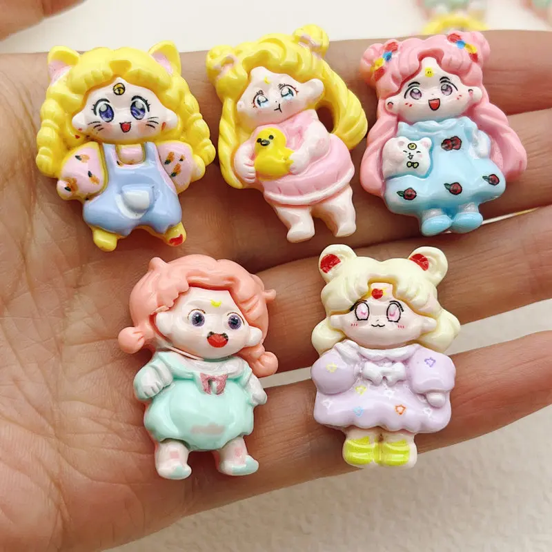 10pcs Cute Pretty Colorful Resin Mini Girl Princess Anime Flatback Cabochon Scrapbook Craft DIY Decoration Accessories