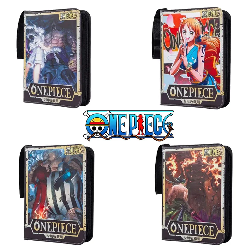 400 pezzi ONE PIECE Album di carte Cartella di libri 4 slot per carte Collezioni Cerniera Doppia tasca Sakura Kakashi Raccoglitore di carte con cerniera