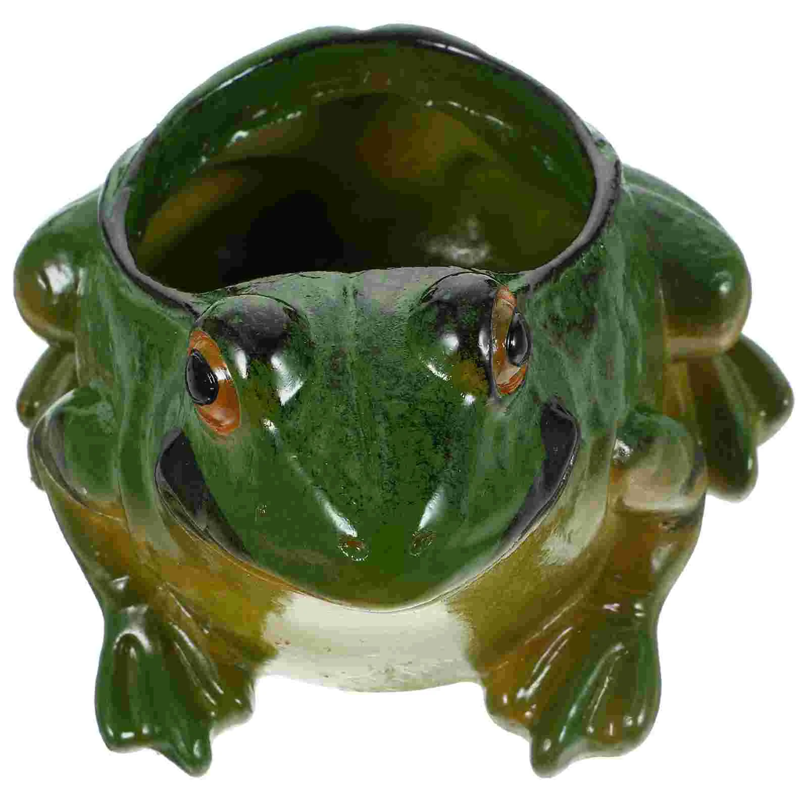 Artificial Succulent Green Plant Pot Small Flowerpot Decors Frog-Shaped Container Real