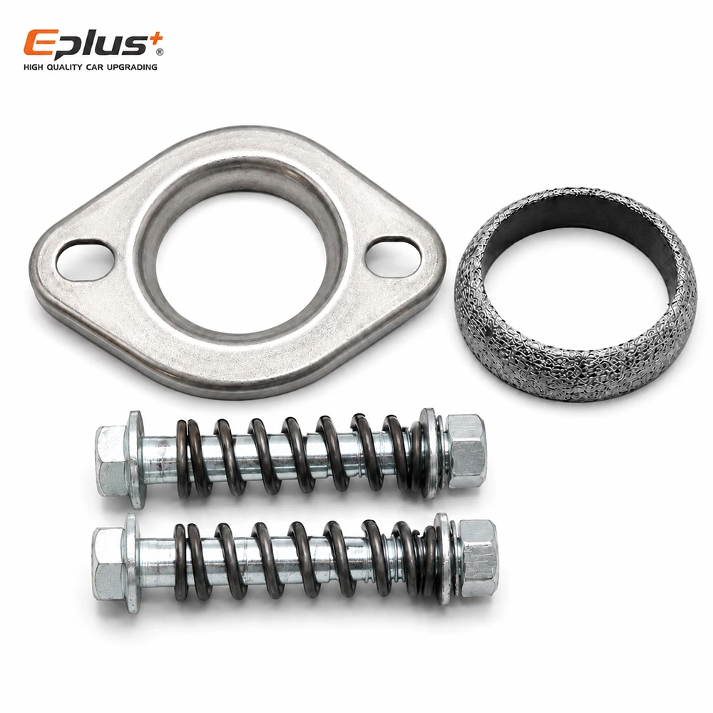 Image of Universelles Edelstahl-Auspuff-Flansch-Set 2-Loch Diamantform Gestanzter Auspuff-Flansch 51mm 63mm 76mm
