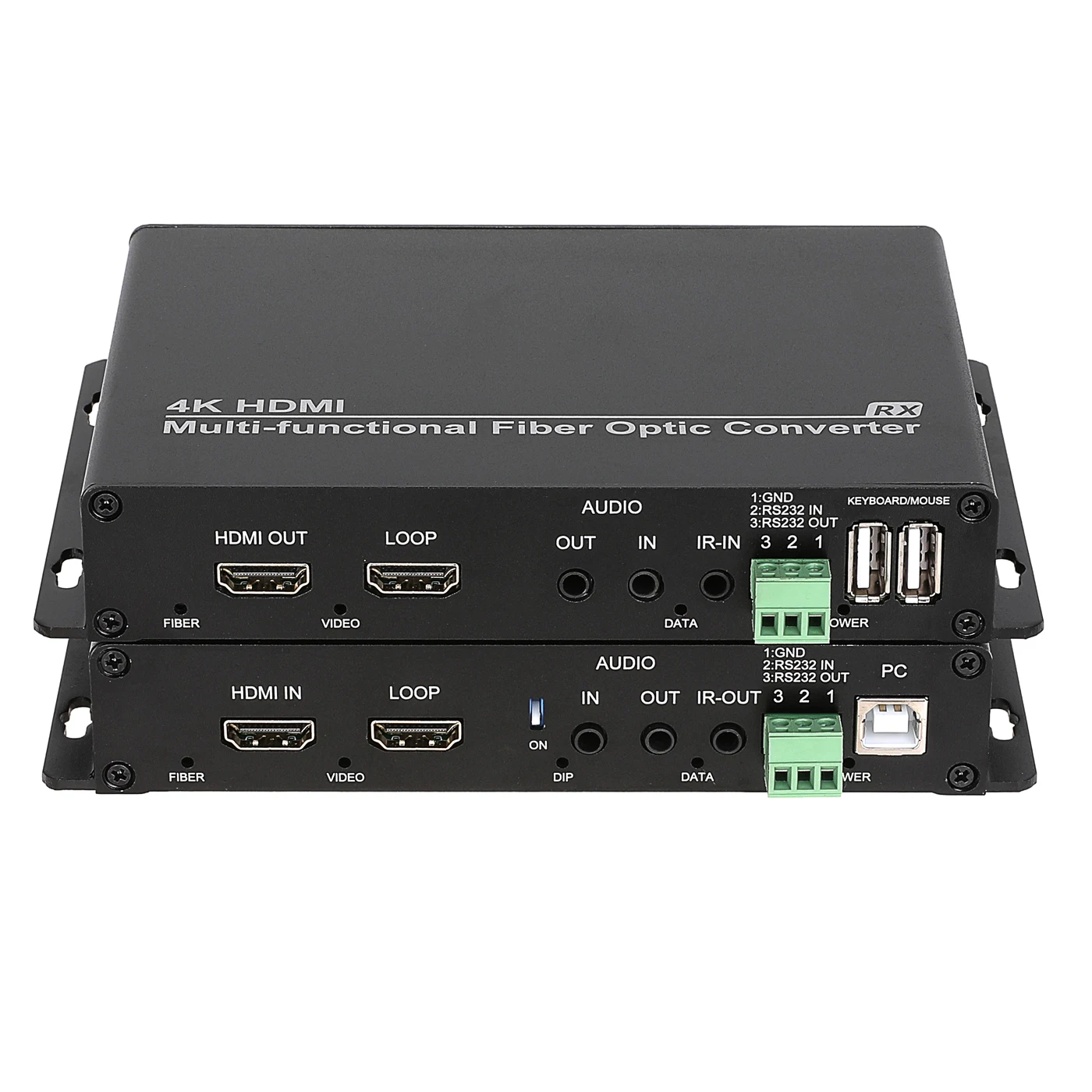 

4K HDMI over Fiber Optic Extender, w/KVM USB/RS232 data/IR/3.5mm Audio, Uncompressed 4096x2160@30Hz HDMI Optical Transceiver