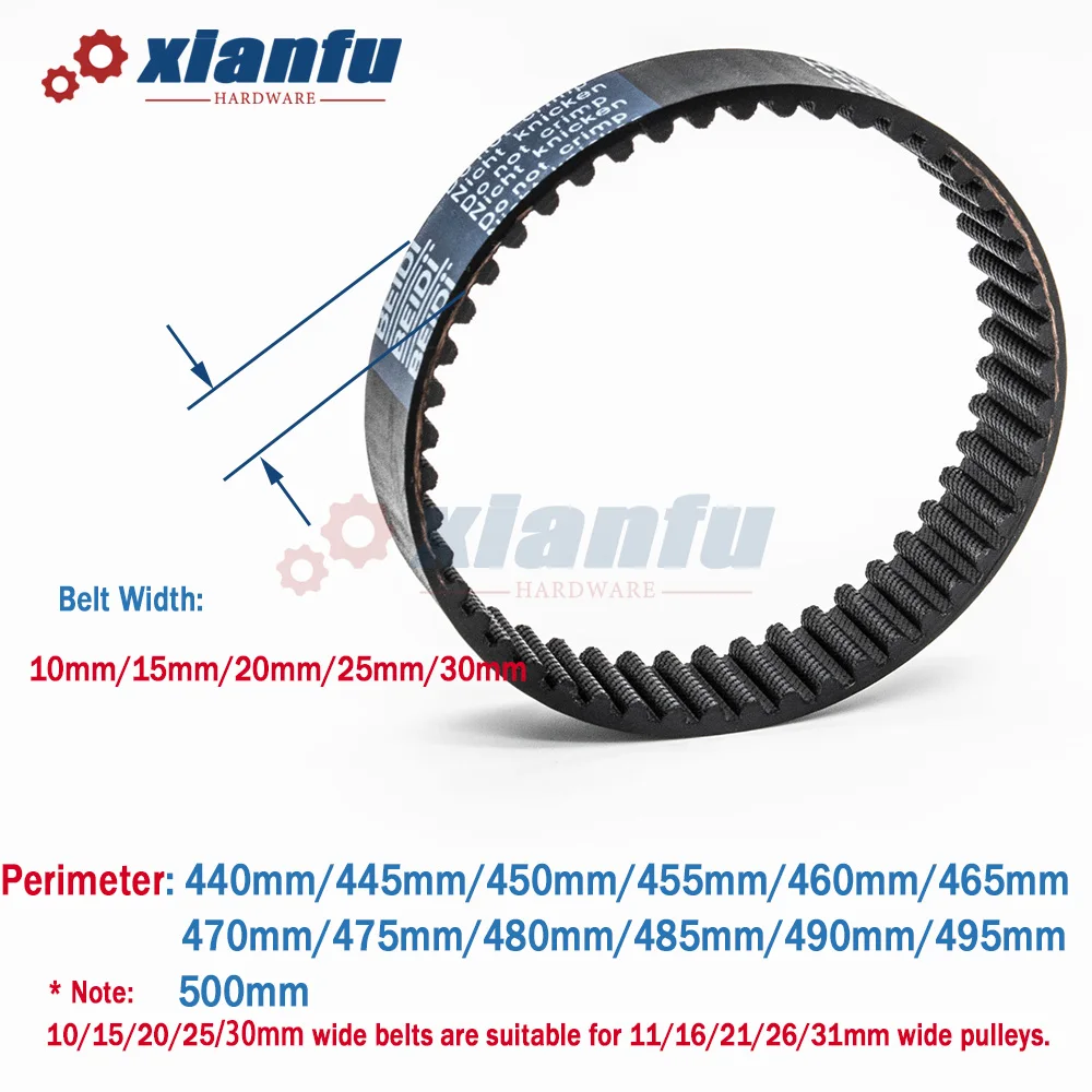 HTD5M Timing Belt Perimeter=440 445 450 455 460 465 470 475 480 485 490 495mm Rubber Width 10/15/20/25/30mm Pitch 5mm HTD 5M