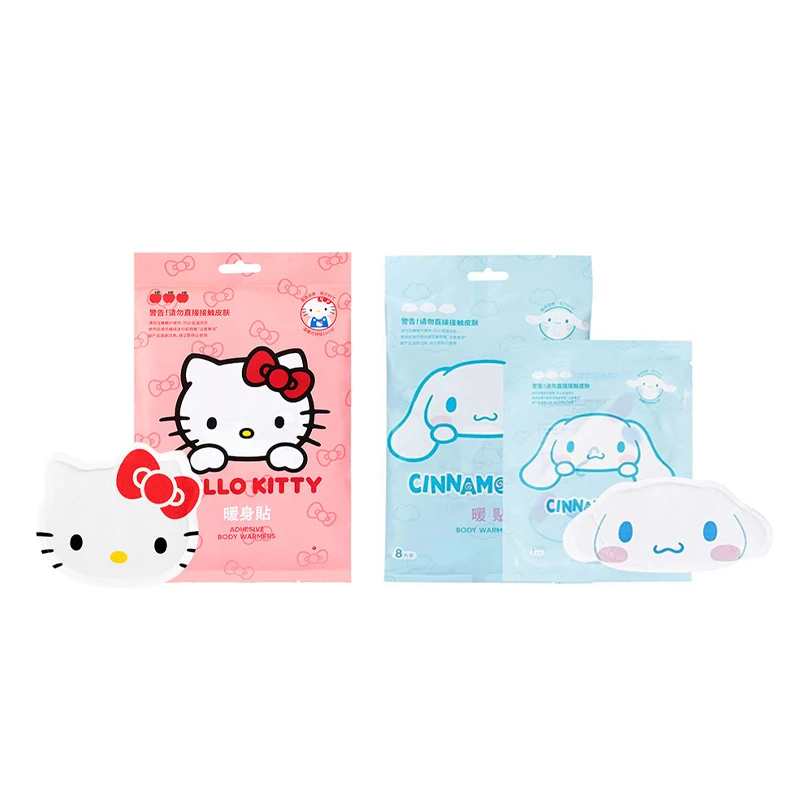 8 pçs/saco sanrio cinnamoroll olá kittycartoon padrão auto-aquecimento bebê quente mão e pé remendo de aquecimento à prova de frio