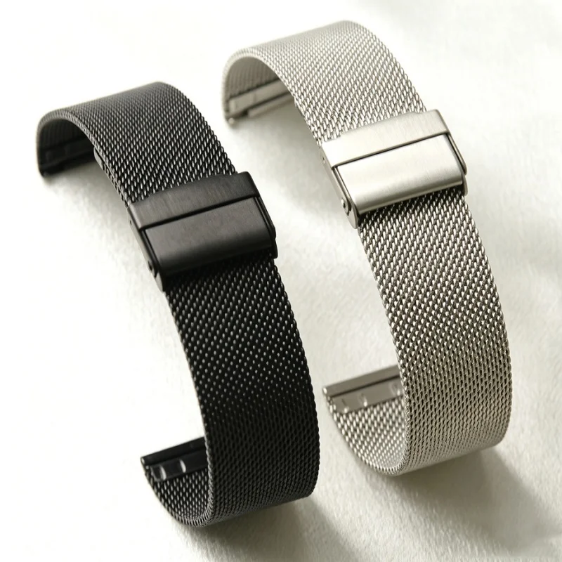 26mm Quick Release 0.6mm Thick Milanese Double Safety Watch Buckle Watch Strap Replacement for Universal Waterproof Watch Band