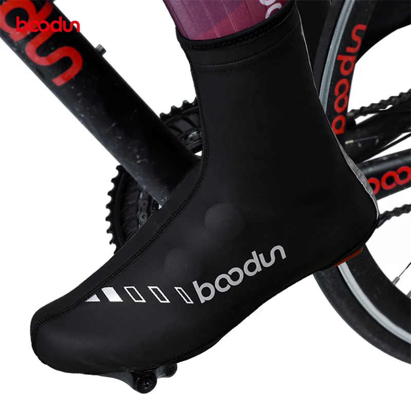 BOODUN New Cycling Shoes Dust Protective Cover Men Women Road Bike Shoes Zipper Design Leica Stretch Fabric Bike Boots Cover