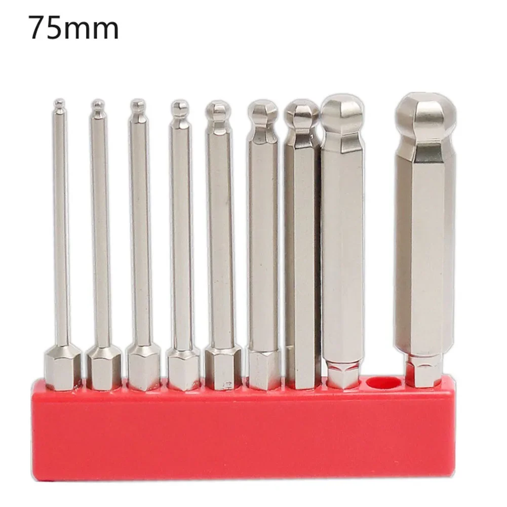 Premium 9Pcs Magnetic Ball End Hexagon Screwdriver Bits Set High Precision Steel Suitable for Automotive and Household Repairs