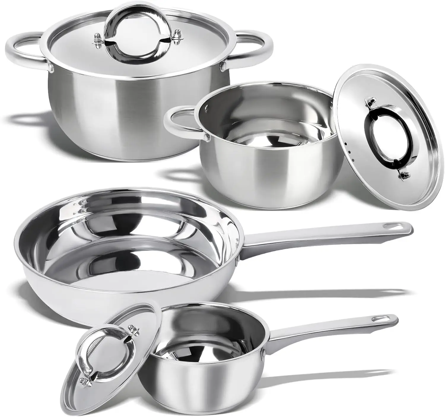 

FUGA CRAFT 7-Piece Stainless Steel Cookware Set, Kitchen Pots and Pans for Gas, Induction & Ceramic Stovetops, Oven & Dishwasher