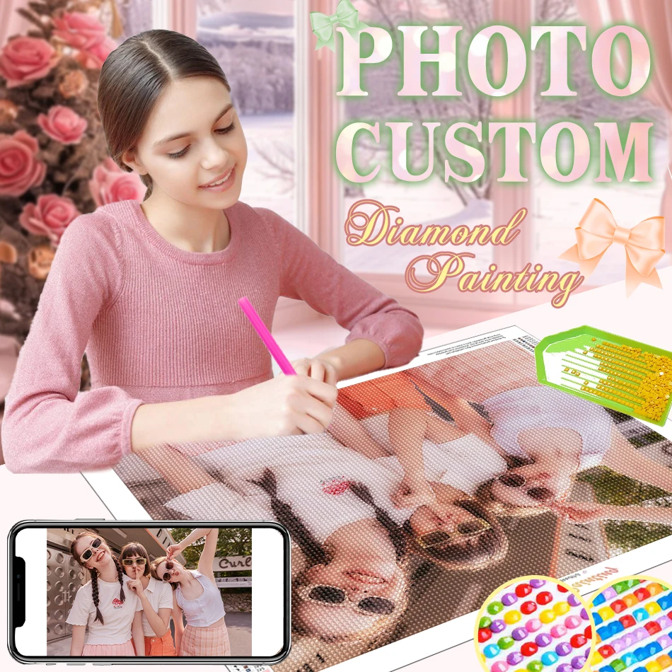 

GATYZTORY Photo Custom Diamond Painting Embroidery Full Round Crystal Cross Stitch Diamond Mosaic Diy Gift Wall Picture DIY Gift