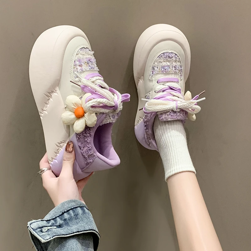 2023 New Kawaii Fashion All-match Platform Shoes Sports Style Casual Round Toe Spring Autumn Korean Version Sweet Cute Sneakers