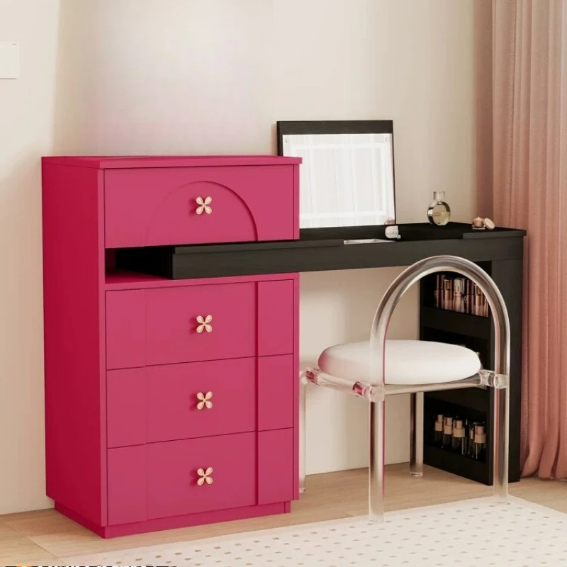 Magic painted retro bedroom dresser dressing table dopamine small apartment makeup table desk premium storage side cabinet