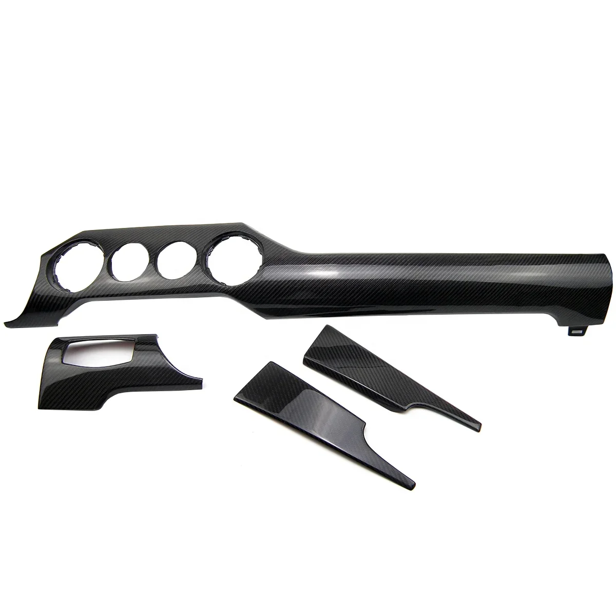 Real Dry Carbon Fiber Center Console Dashboard Panel 4 Holes Set for Ford Mustang GT Model