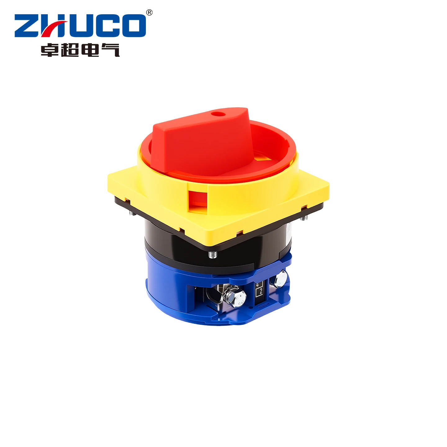 Zhuco 2-Position Selector Switch 125A 690V, 4-Terminal Universal Rotary Cam Selector with Locking Switch, Suitable for Distribution Cabinets, Machine Tools, Industrial Panels (Szw26-125/1Gs, on Off, Off on)