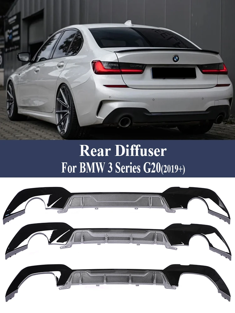 

Carbon Rear Bumper Diffuser MP Competition For BMW 3 Series G20 G21 M Tech Diffusor Body Kit Gloss Black 340i 325i 2019-2023