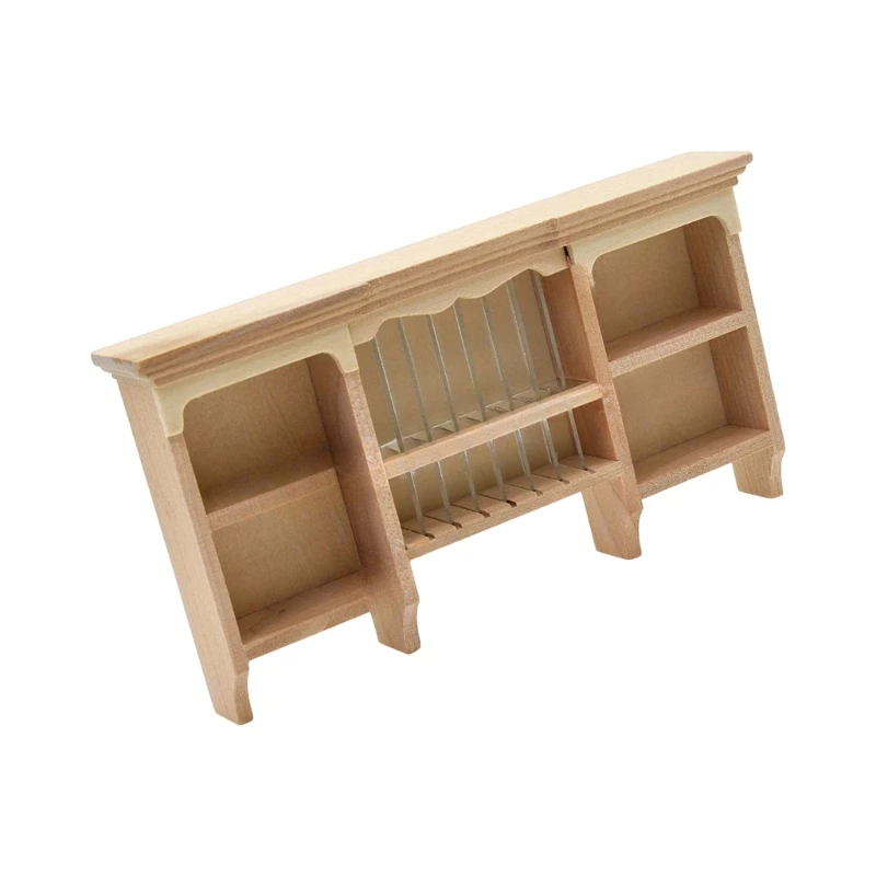 

Wooden Miniature Wall Cabinet Doll House Decoration Storage Shelf Model Figure 15UB