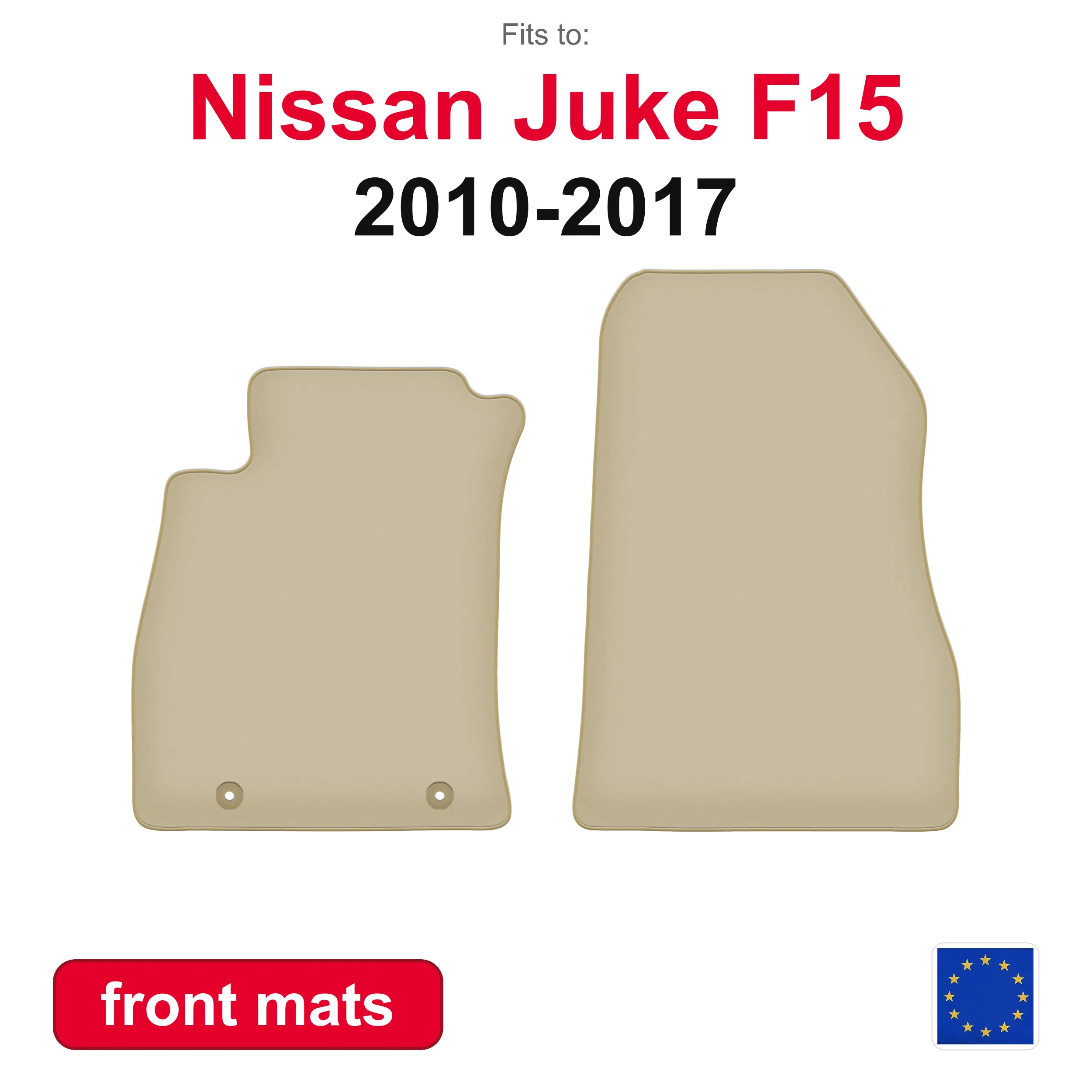 PREMIUM Auto-Fußmatten für Nissan Juke F15 Crossover (2010-2017) - Beige 2 Stück Auto-Fußmatten für Fahrzeugboden