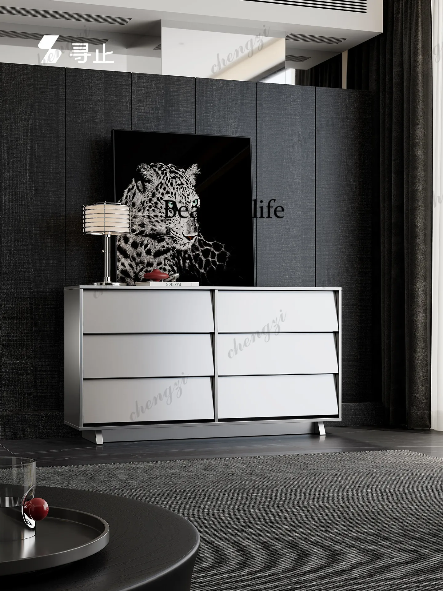 Yunling beveled bucket cabinet, living room entrance bucket cabinet, dining side cabinet beveled PET silver