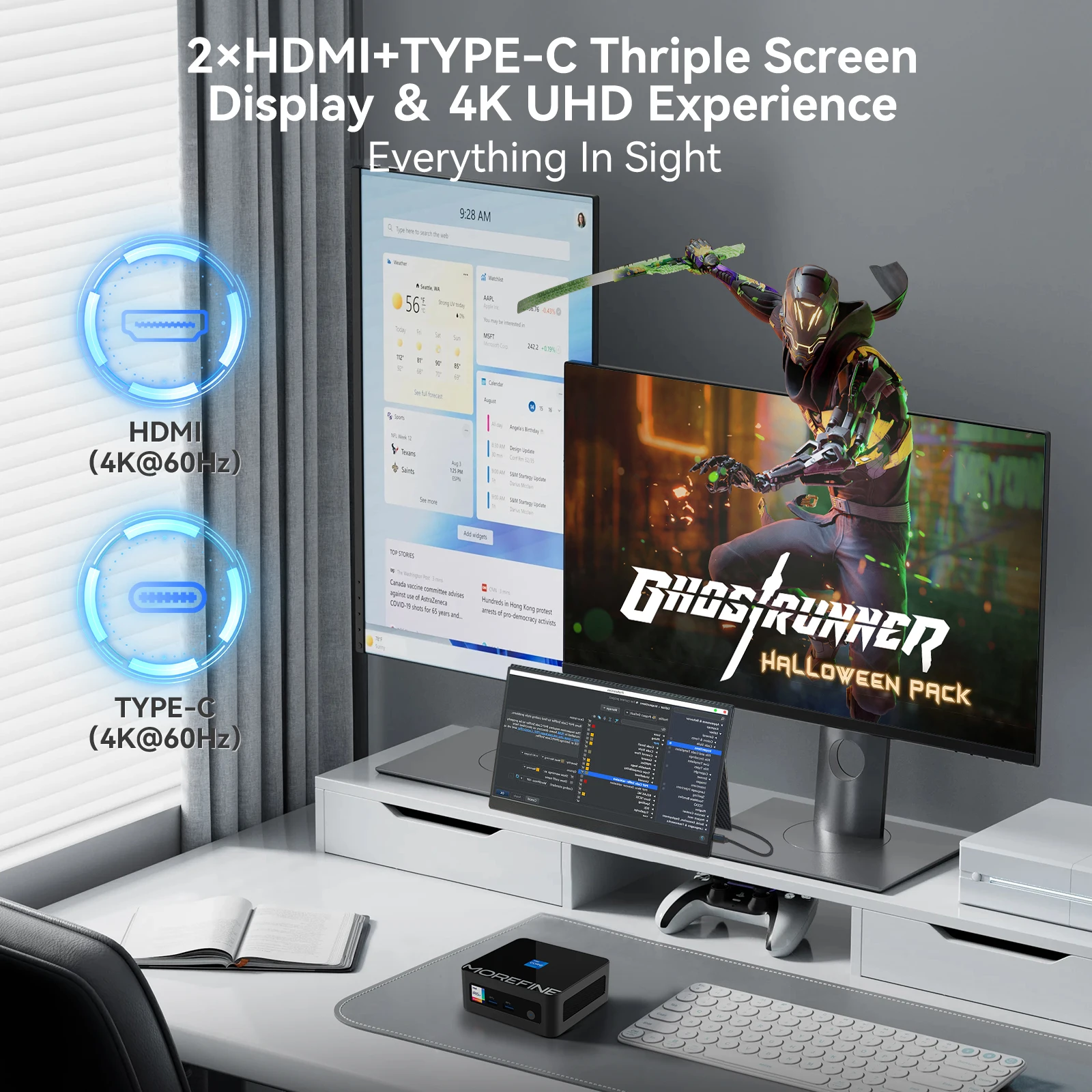MOREFINE M9PRO كمبيوتر صغير 12500H Intel Core I9 Gaming Mini PC RAM 16G 512GB NVME سطح المكتب كمبيوتر صغير محمول Windows 11 Pro