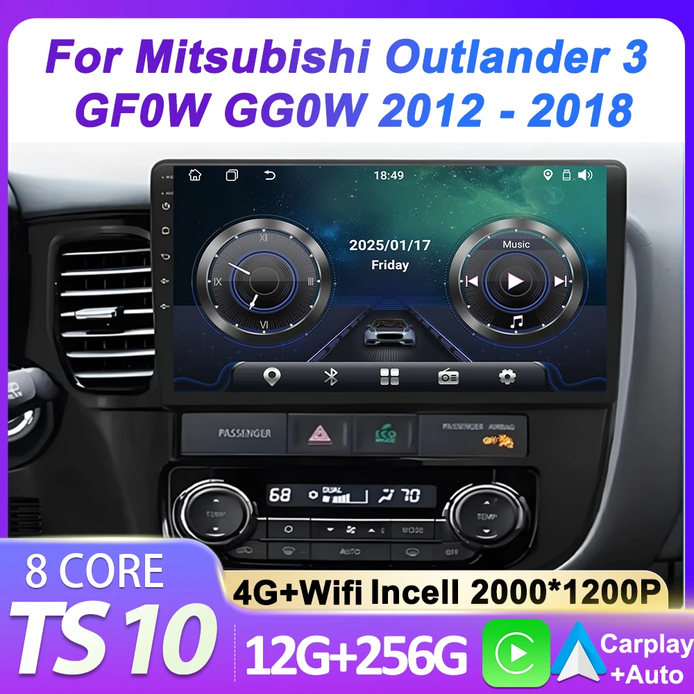 

Android Car Radio Player For Mitsubishi Outlander 3 GF0W GG0W 2012 - 2018 Touch Screen Navigation GPS BT Autoradio 8 Core Wifi