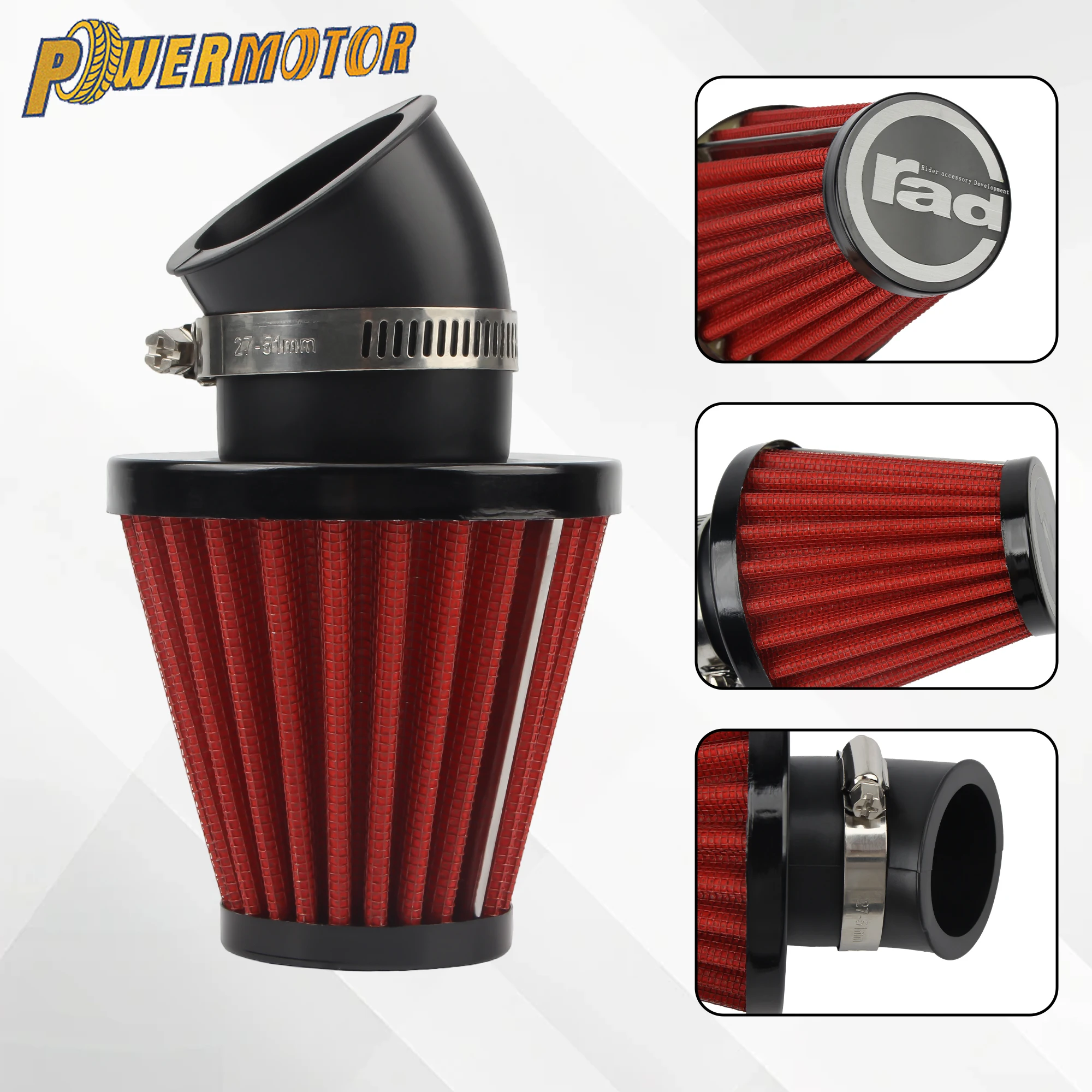 

42mm 48mm Air Filter Cleaner Clamp-on 45 Degree Bend Air Intake Filters Motorcycle Accessories Fit for GY6 Honda 50cc 110cc