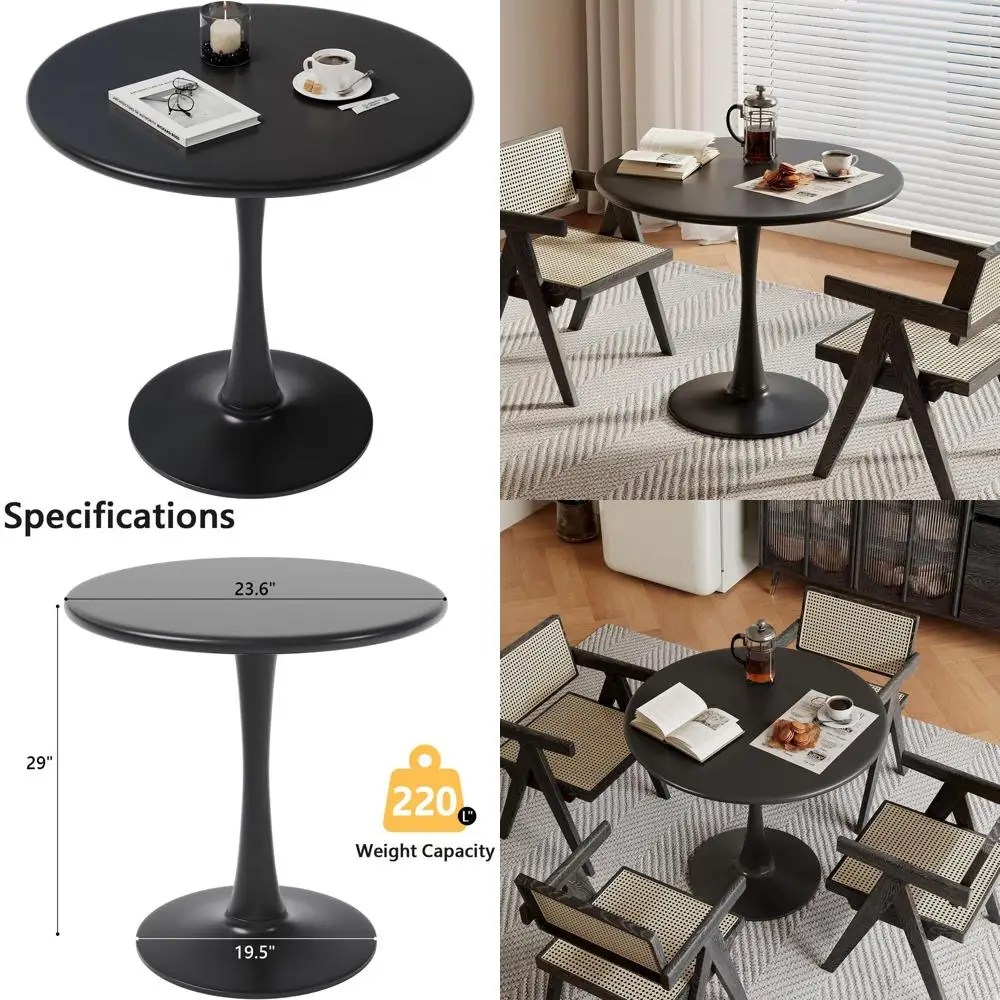 

Compact 24 Round Pedestal Dining Table for Small Spaces: Ideal for Kitchen, Living Room, Office, and More