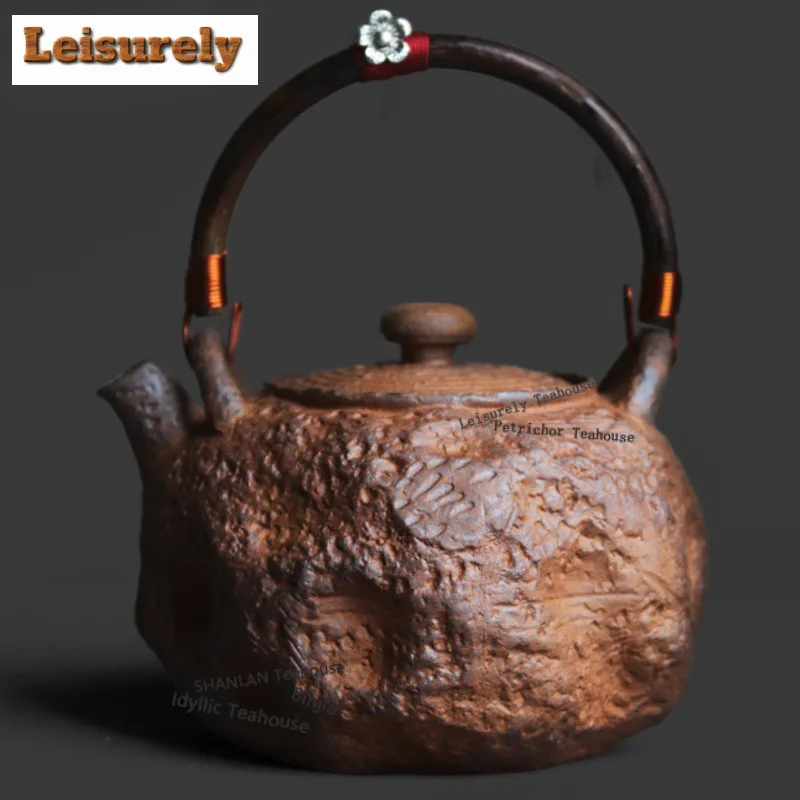 550ml Rock Mineral Stone Texture Lift Handle Teapot Traditional Tea Infuser Pot Tea Maker Kettle With Filter Tea Items Ornaments