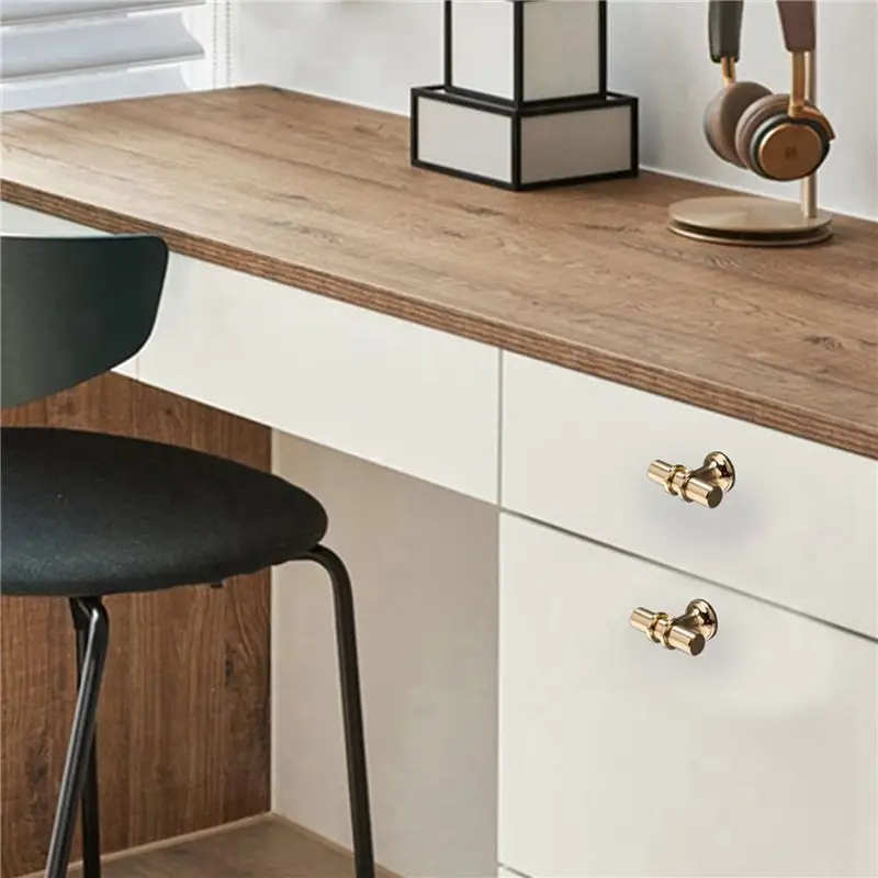 DT17 16 Packs Gold Cabinet Knobs T Bar Drawer Knobs, 2 Inch Solid Aluminum Alloy Cabinet Pulls for Kitchen Cupboard Dresser