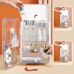 Desktop Storage Cabinet Large Capacity Makeup Organizer Pull-Out Storage Box Transparent Vanity Case for Home or Beauty Studio