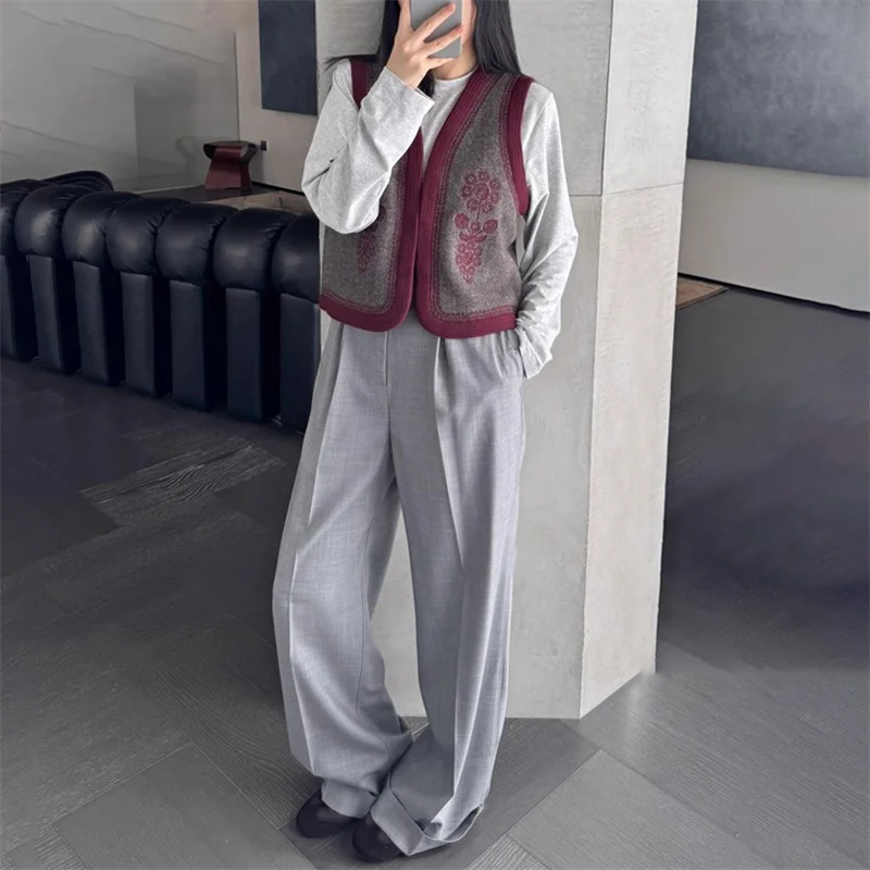 Women's pants New winter high waisted slim fit straight leg pants for 2025 Office casual women's suit pants trousers pant sets