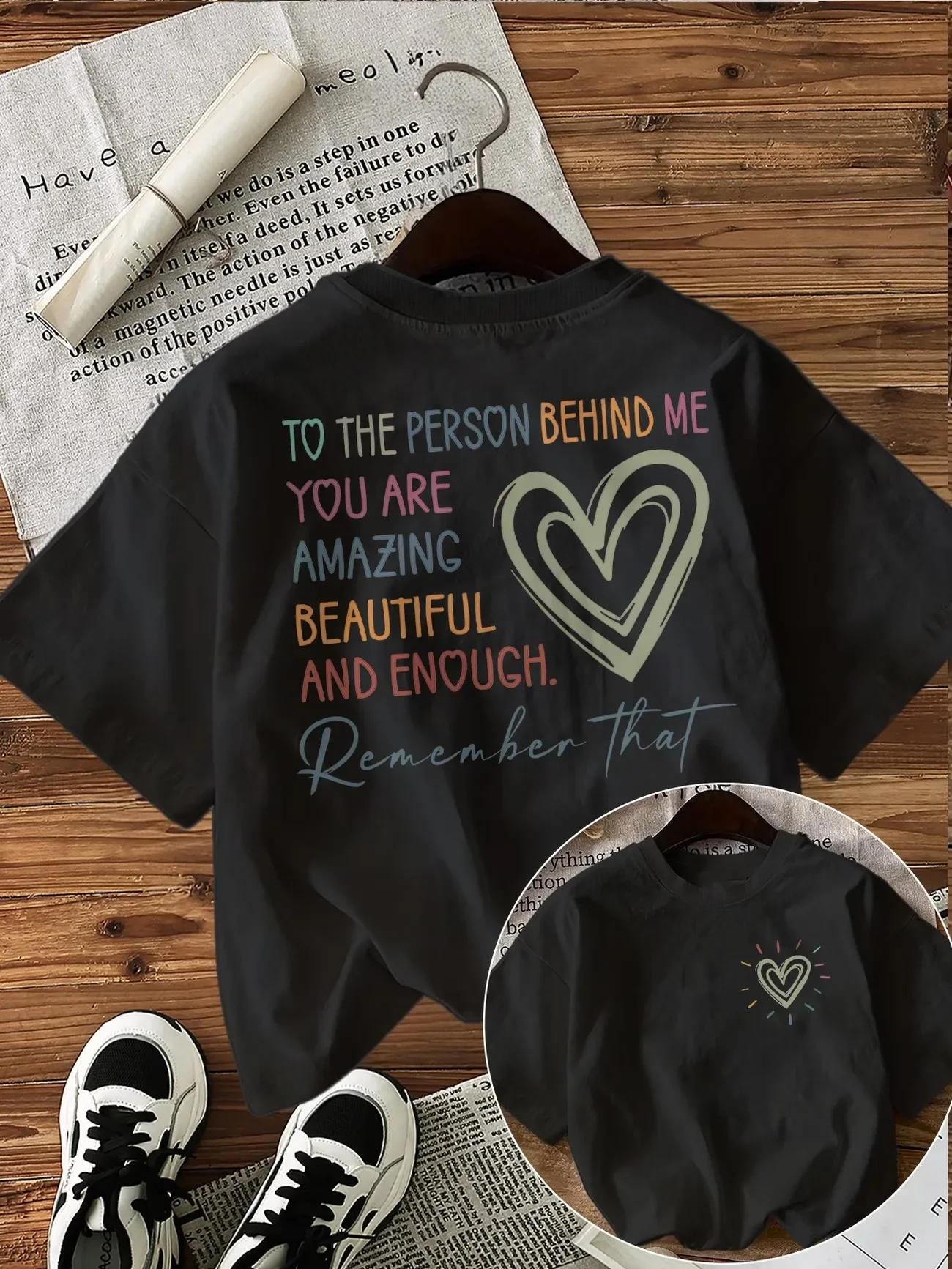 Y2K To The Person Behind Me Letter Print Cotton Women's T-shirt 90s Casual Loose Short Sleeve Street Summer Round Neck T-shirt