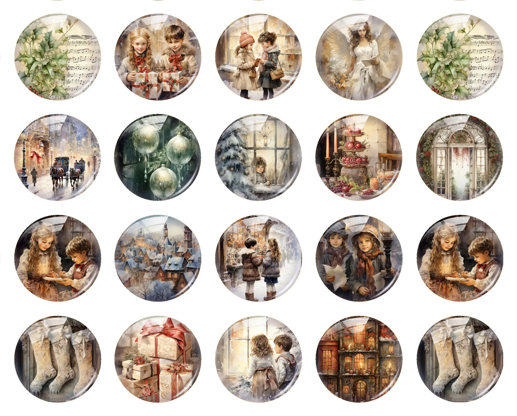 Handmade Christmas X-mas Winter Kids Fairy Jingle Bell Stocks Photo Glass Cabochon Flatback Demo Cameo For Diy Jewelry Making