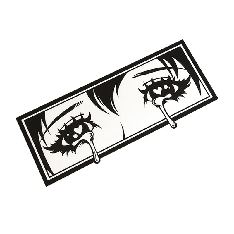 

12x5cm 1 Pcs Personalised Monochrome Anime Crying With Tears Slap Sticker Japanese Art Figure Sad Car Window Decal Cartoon Vinyl