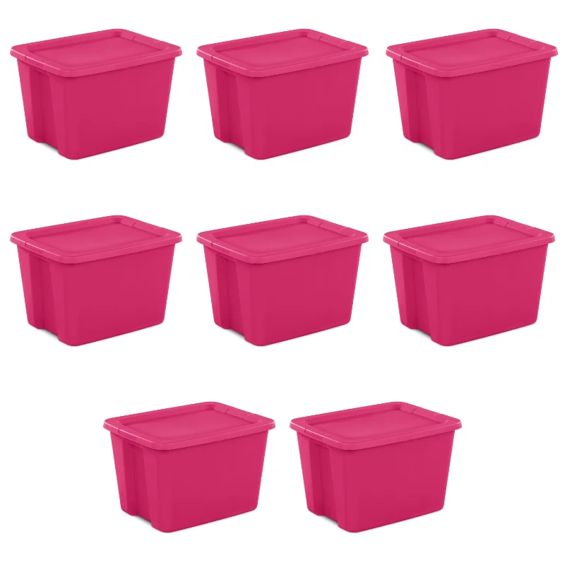 

Sterilite 18 Gallon Tote Box Plastic, Fuchsia Burst, Set of 8storage storage boxes storage box