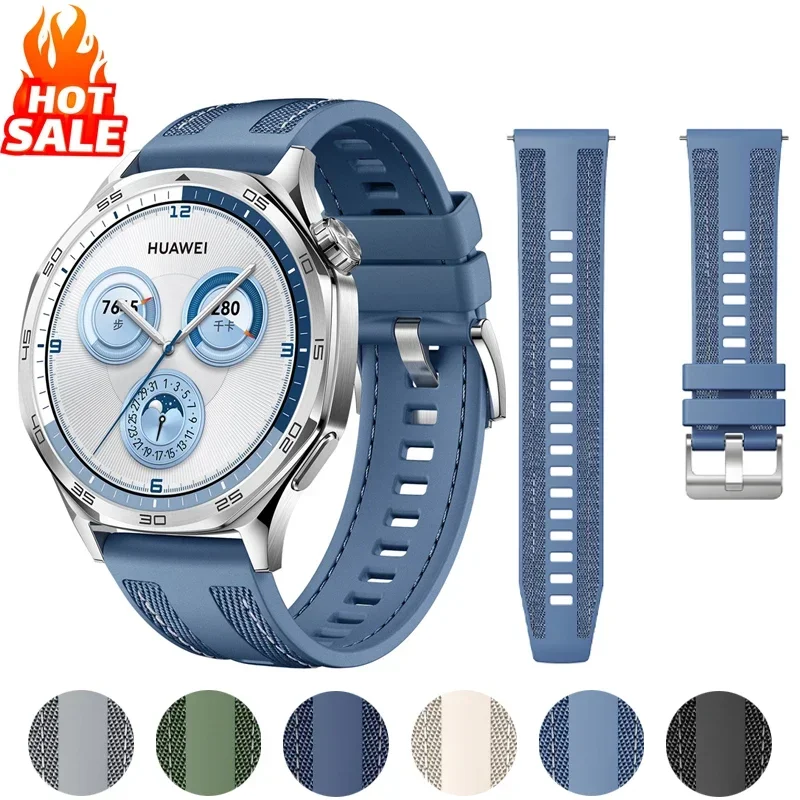 Image of Armband für HUAWEI WATCH GT 5 4 46mm Watch 4 5 Pro GT 3 2 Pro 46 mm 22mm Nylon Sport Composite Silikonband Armband