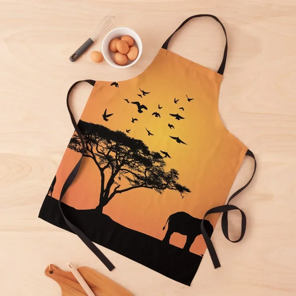 

African savannah evening Apron Chef Uniform New year's Apron