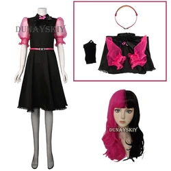 Movie Monster Cosplay Live Dress High Girl Draculaura Cosplay Costume Wig Pink Dress Halloween Women Fancy Roleplay Outfit