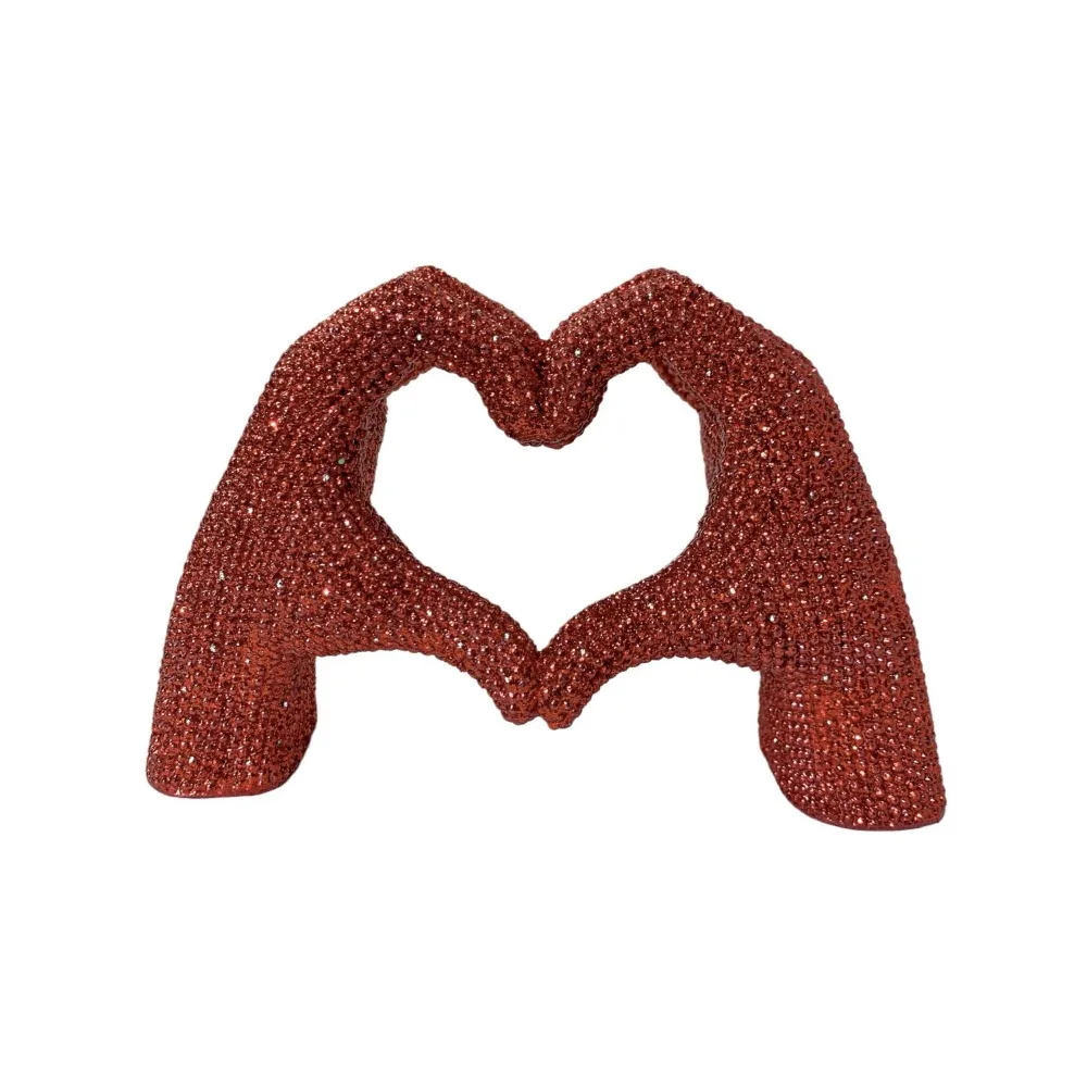 

Милый декоративный статуэтка-сердце из полимерной смолы с узором в виде пальцев, креативное украшение для свадьбы