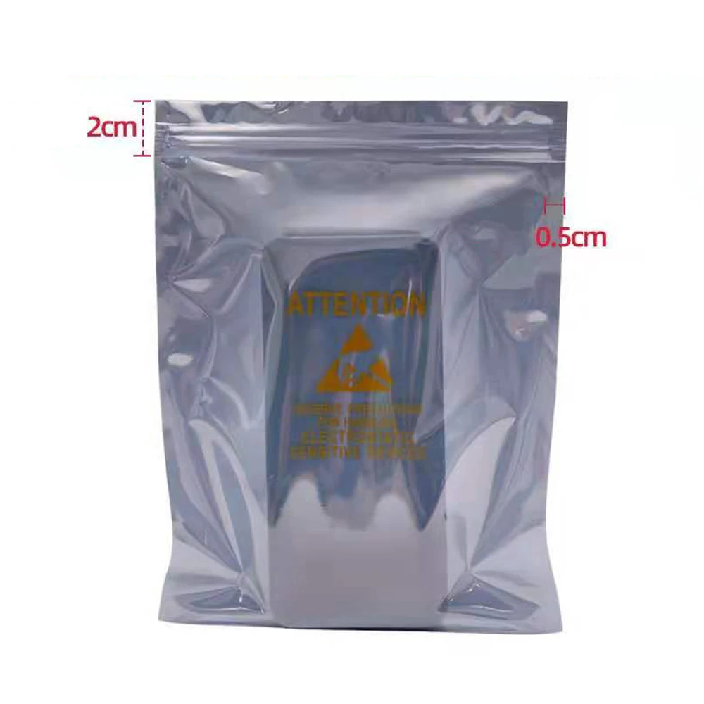 100Pcs/lot Printed Zip Lock Antistatic Storage Bag Resealable Anti-Static Packaging Bag Electronic Accessories Recyclable Pack