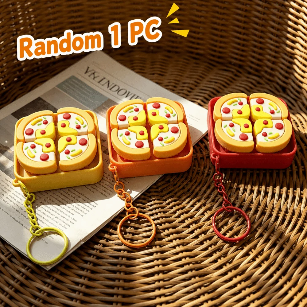 Cartoon Calming Keychain Keys Finger Button 3D Printed Anti-stress Pendant Bag Charms Pizza Egg Foods Clicker Key Chain