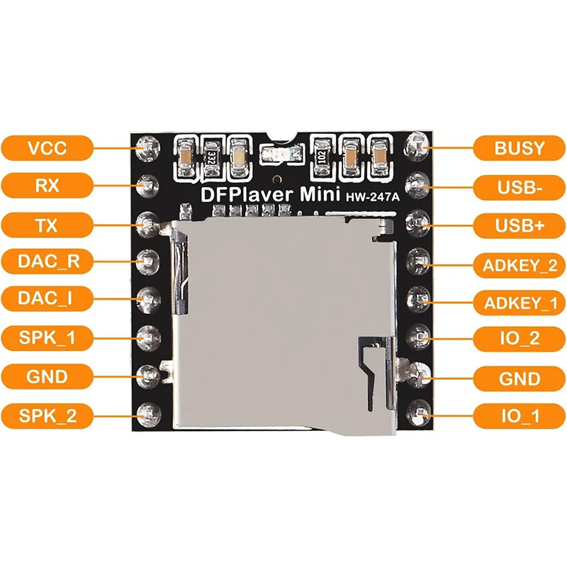 XZG DFPlayer Mini MP3 Player Module V3.0 16P TF Card U Disk DF Player Audio Voice Module Board 1-10PCS