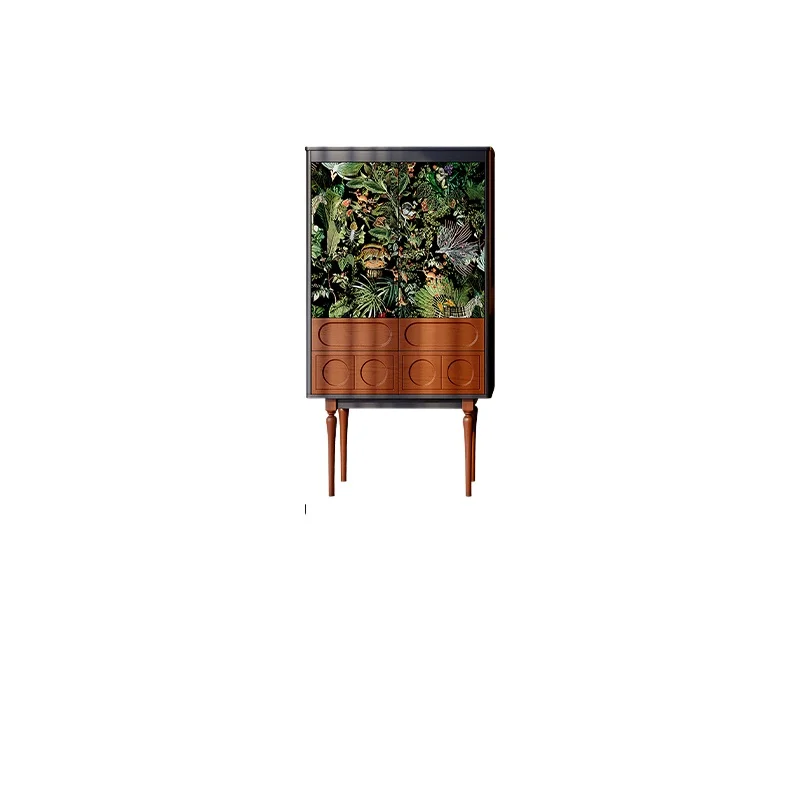 

Six-bucket French retro living room against the wall solid wood high bucket cabinet antique bedroom bedside storage cabinet