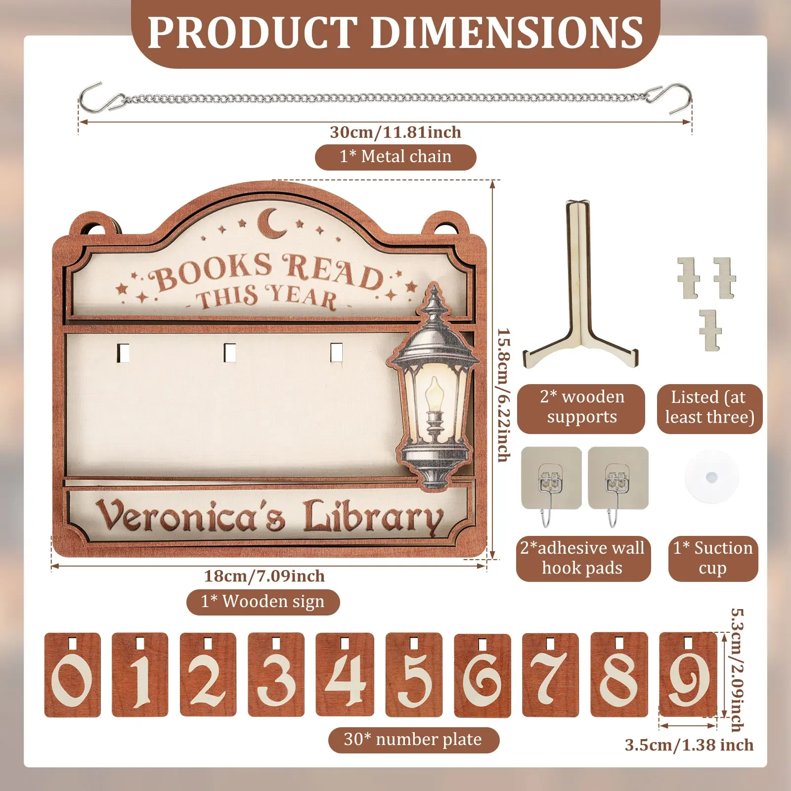 Innovative Books Read This Year Counter Personalized Reading Tracker Sign Bookshelf Decor for Home Library Book Lovers Present