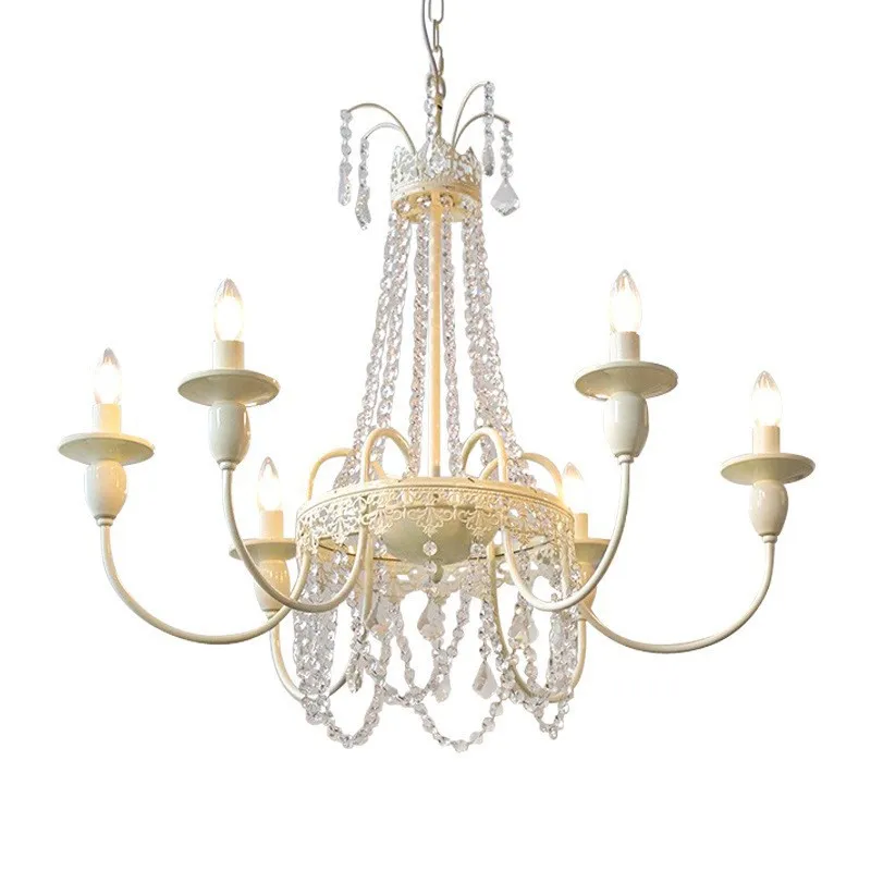 

French cream wind crystal chandelier Nordic simple restaurant candle chandelier