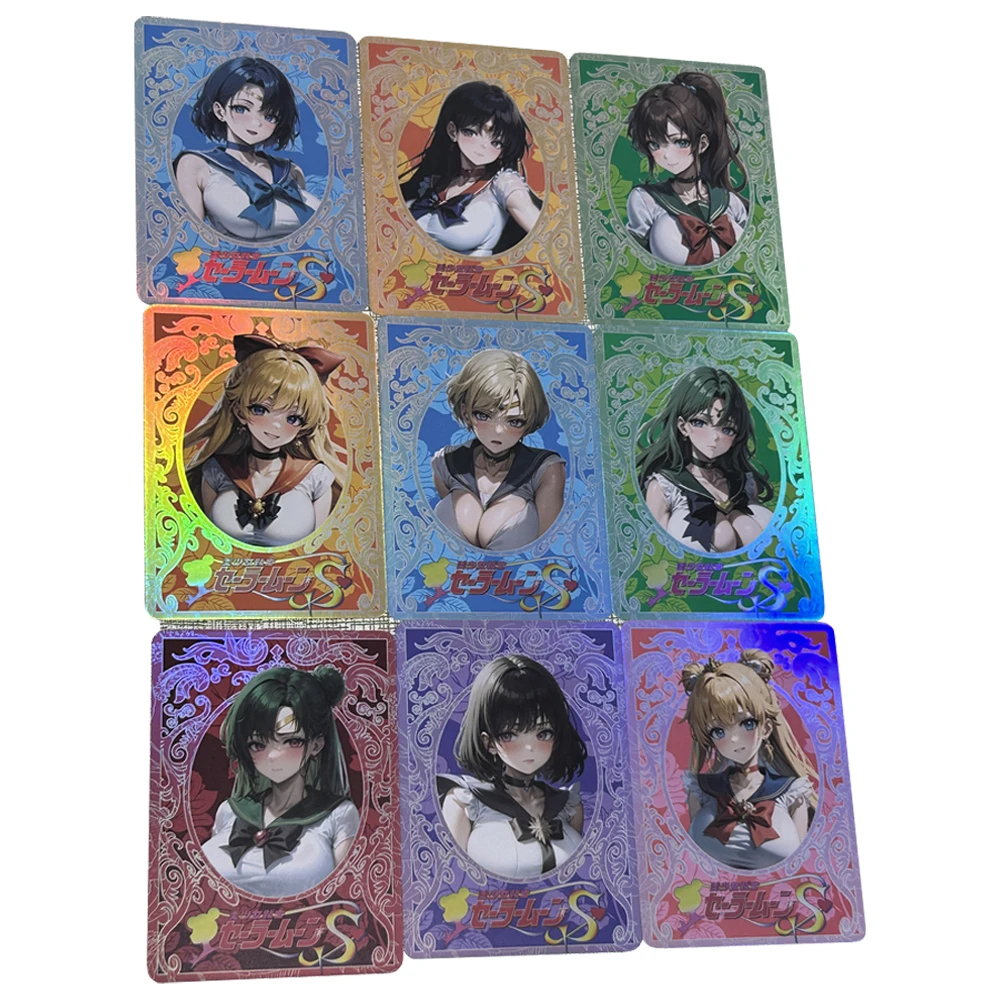 

Diy 9Pcs/set Tsukino Usagi Hino Rei Aino Minako Color Flash Cards Classic Game Anime Collection Cards Gift Toys